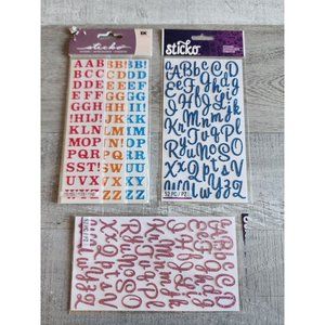 Scrapbook Stickers LOT Pink Blue Letters Alphabet RARE Sticko Glitter NEW #40